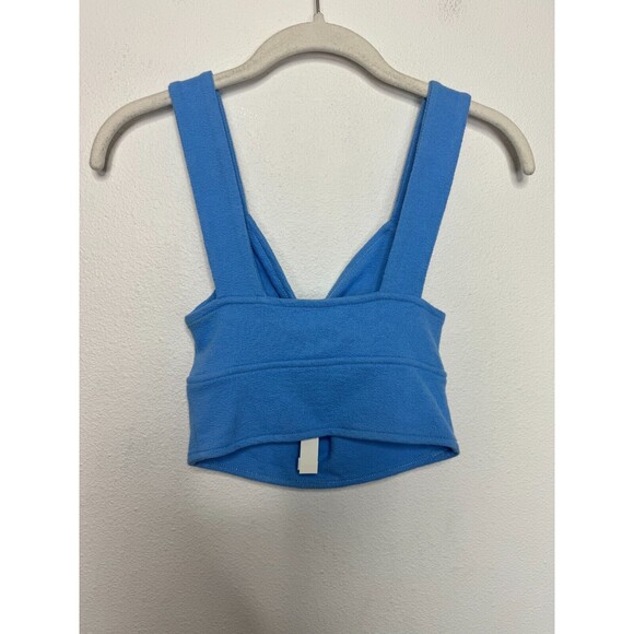 Madewell XS Cutout Knot Front Cropped Tank Top Oasis Blue Sweetheart Neckline - Picture 7 of 11